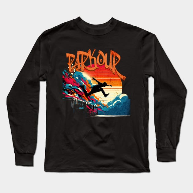 Parcour Urban Graffiti Design Long Sleeve T-Shirt by Miami Neon Designs